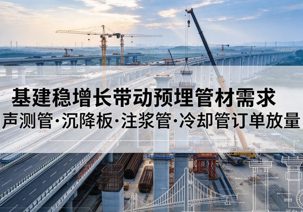 监利基建稳增长带动预埋监测管材需求，声测管、沉降板、注浆管订单持续放量